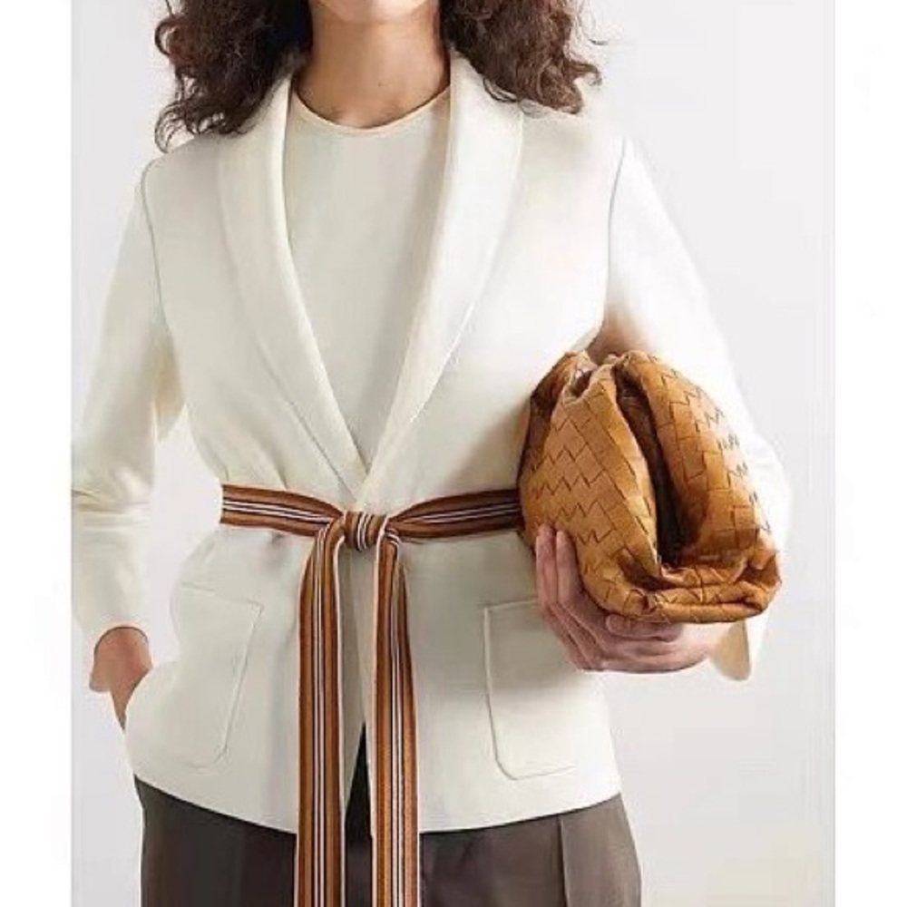 New Loro Piana - Belted Silk And Cotton-Blend Cardigan – Ivory Sz M